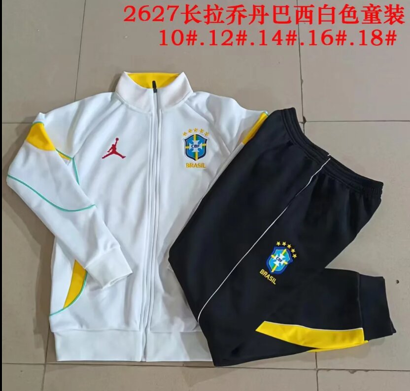 Kids Brazil 26/27 Tracksuit - Yellow/White